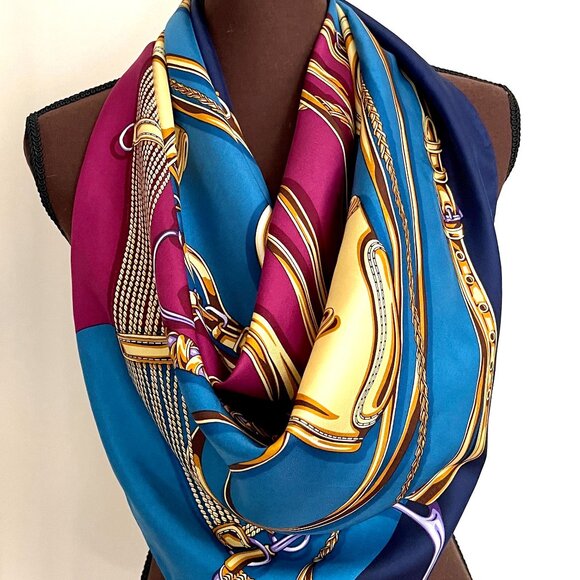 New Gucci Scarf Equestrian Iconic Logo Print Silk Wrap - Picture 9 of 12